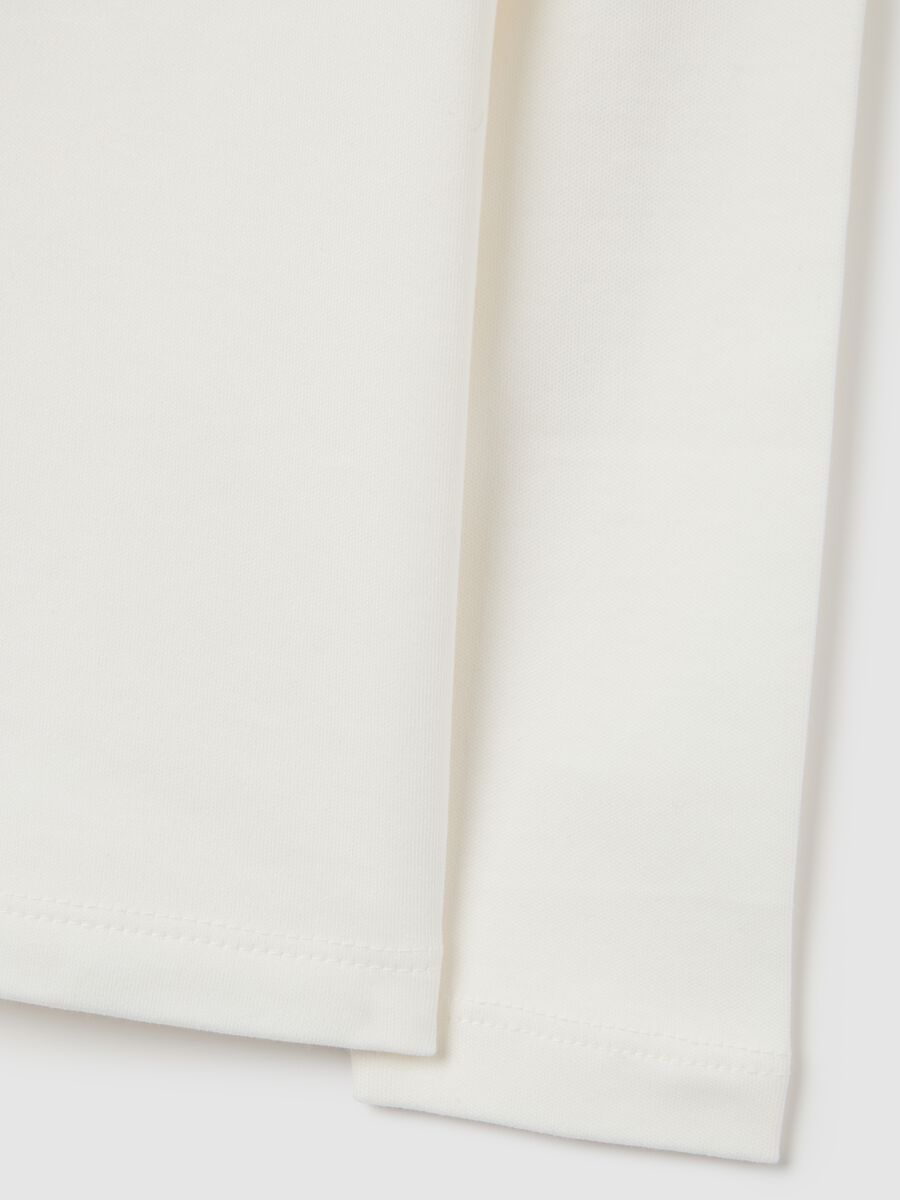 Girls' white cotton regular fit top with glitter print_3