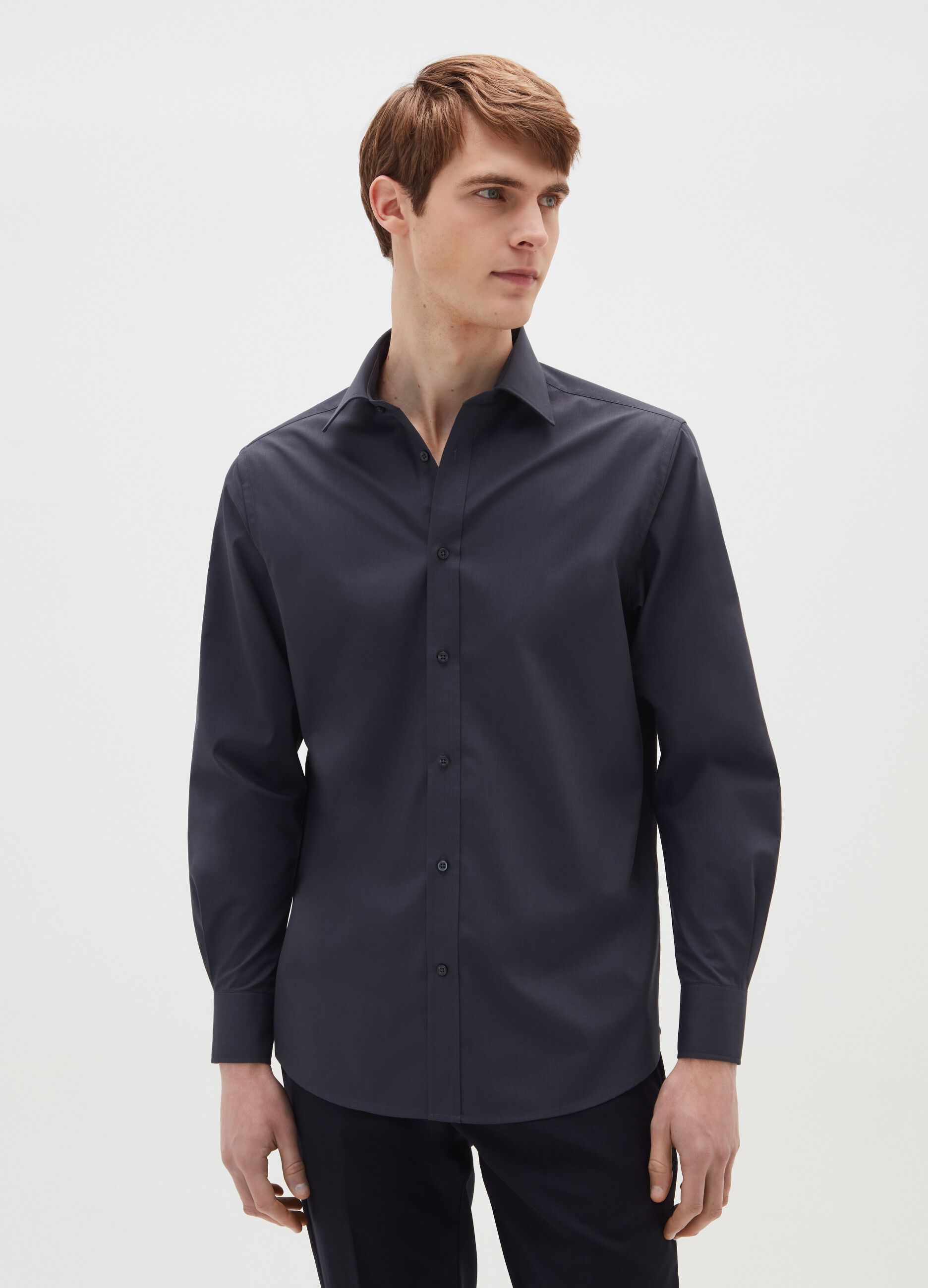 Solid colour, regular-fit shirt
