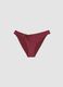 Slip bikini in tessuto elasticizzato rosso con anello dorato_0