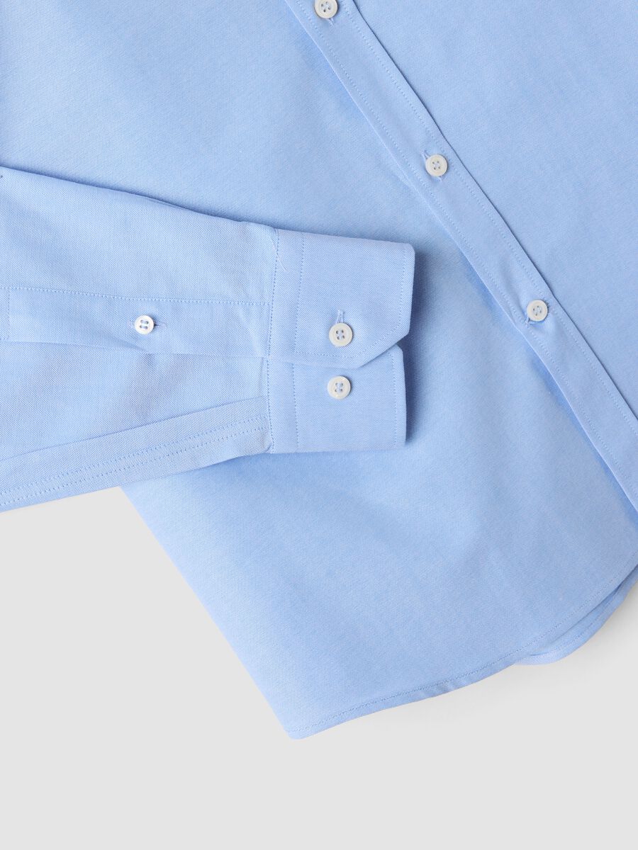 Light blue pure cotton Oxford shirt with French collar, slim fit_6