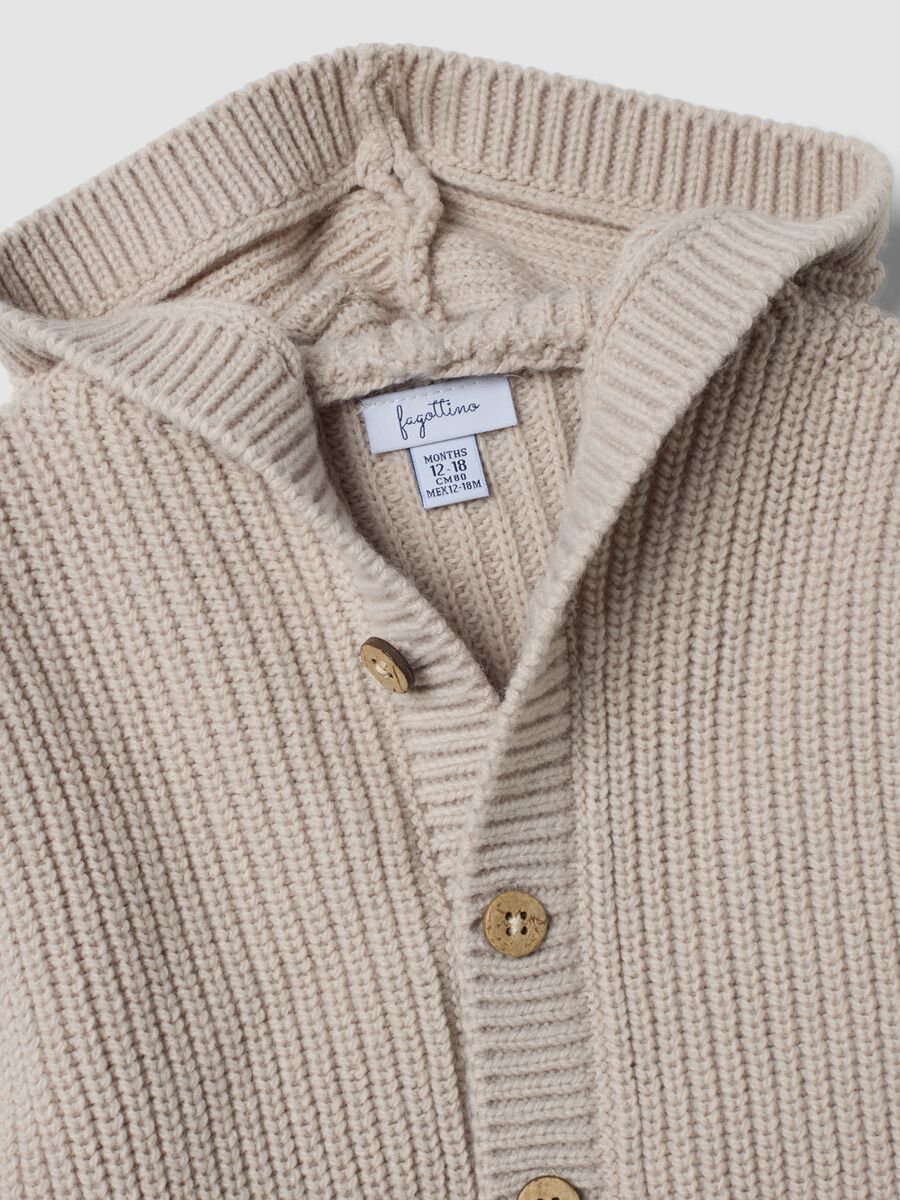 Grey V-neck hooded knitted cardigan, regular fit_2
