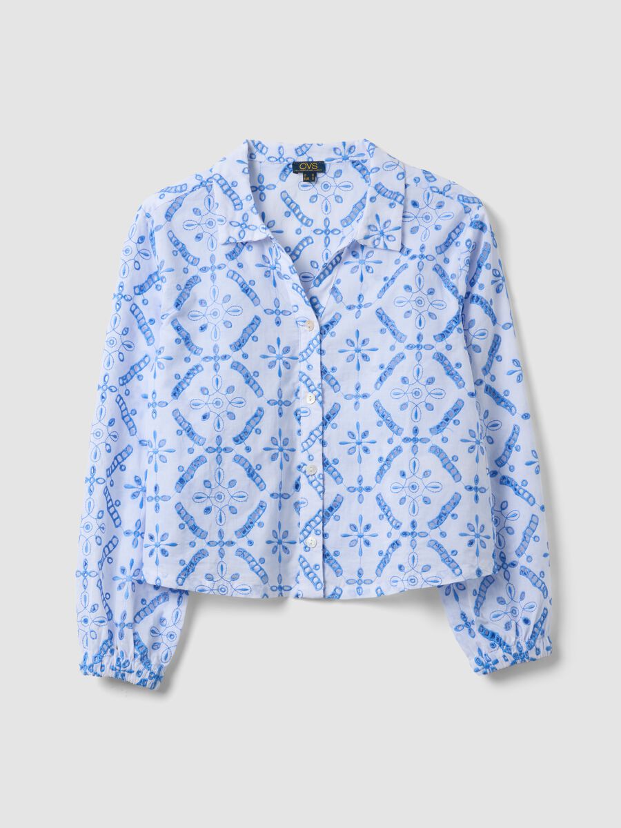 Blaue Bluse aus Bio-Baumwolle mit Allover-Print_4