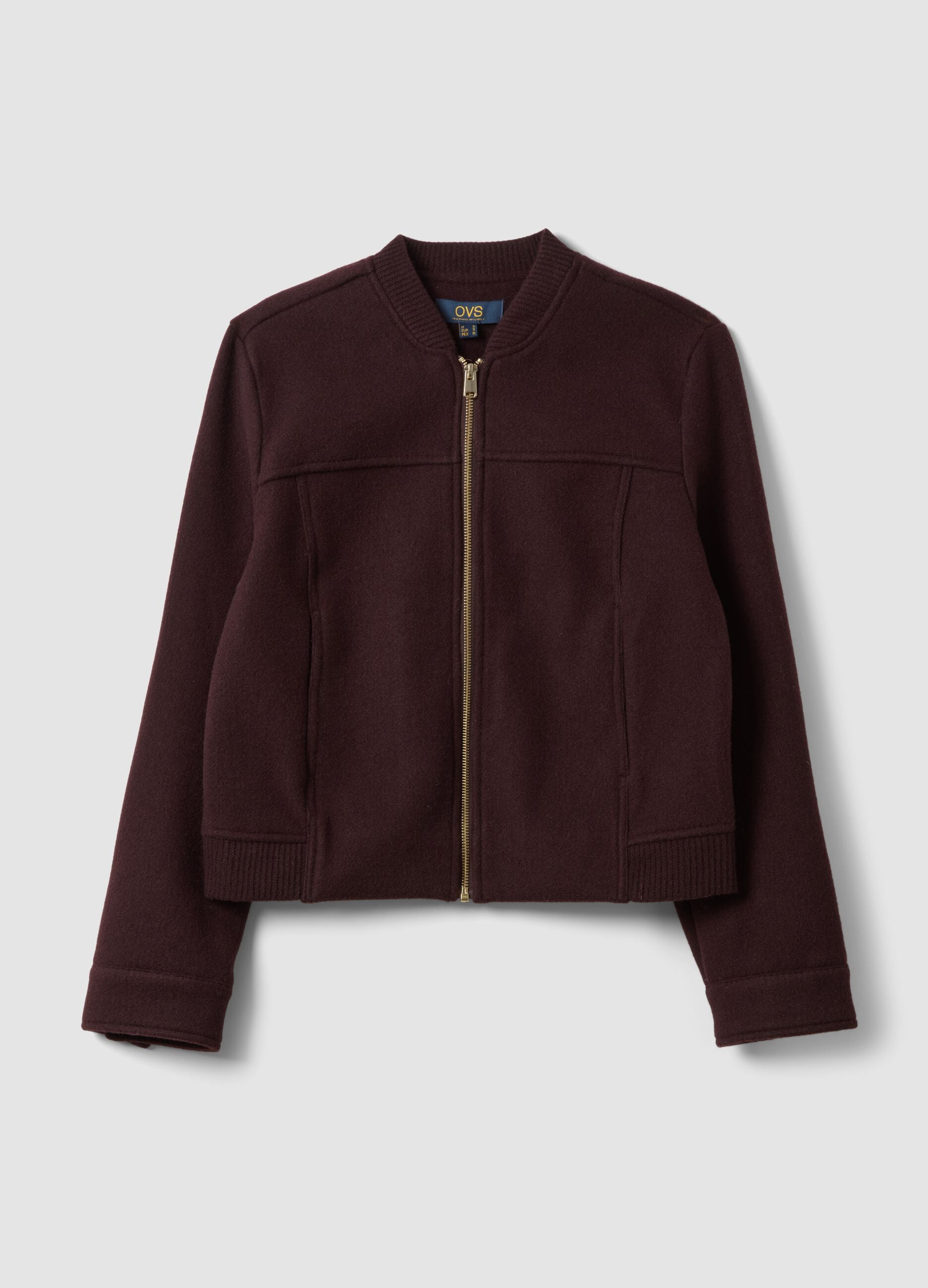 Burgundy purple regular-fit jacket with zip