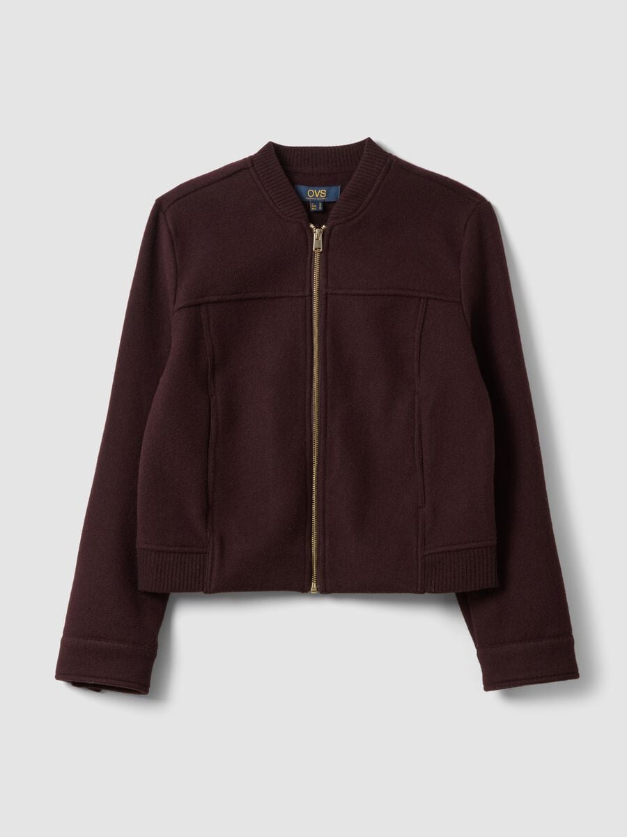 Burgundy purple regular-fit jacket with zip_4
