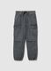 Boys' Grey Denim Cargo Joggers in Pure Cotton Relaxed Fit_3