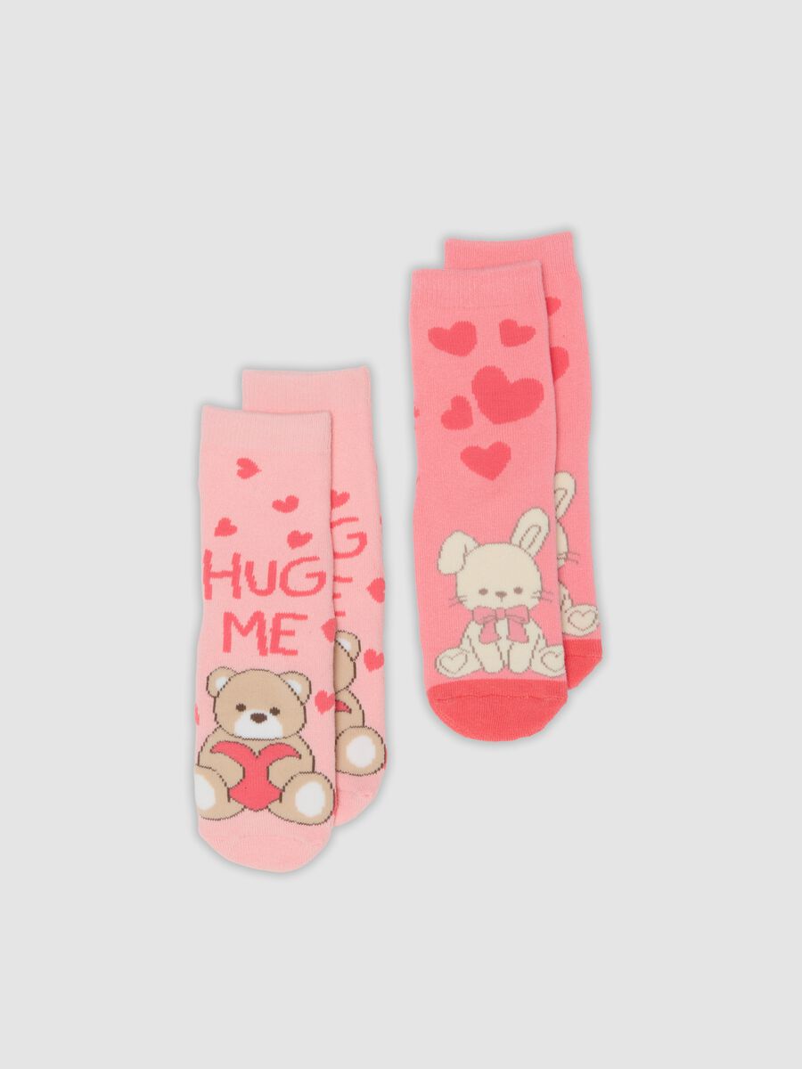 2er-Pack rutschfeste rosa Socken aus elastischer Bio-Baumwolle_0