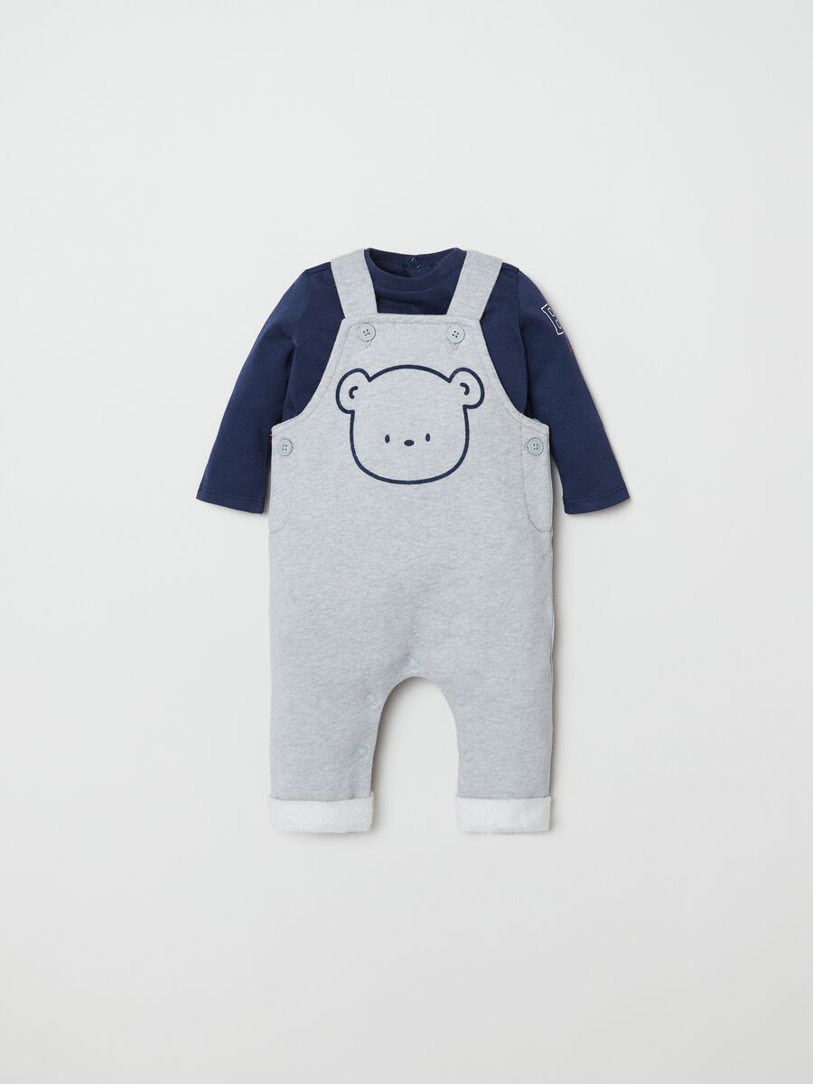 T-shirt and dungarees set with print_0