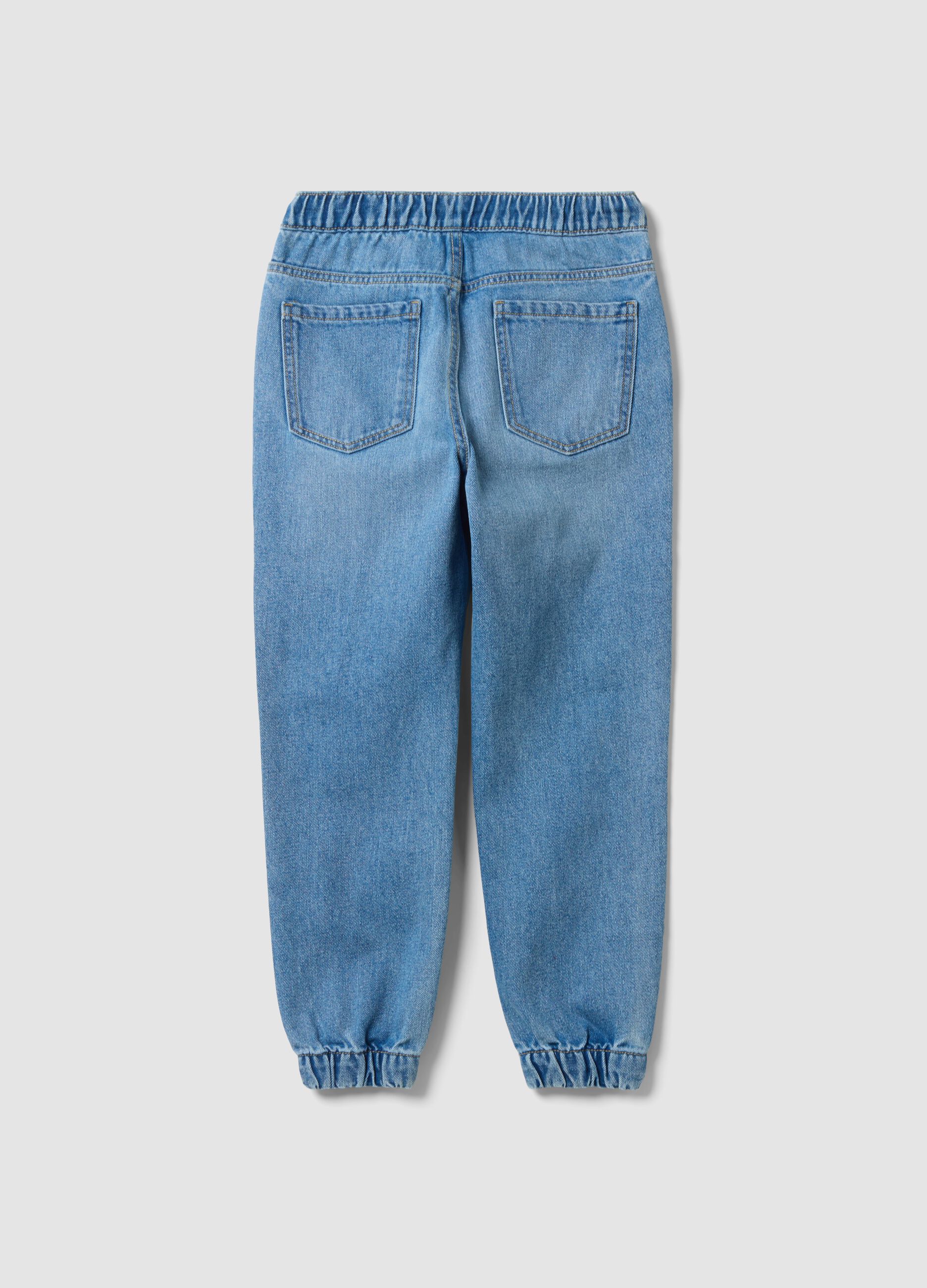 Jeans jogger denim blu in misto cotone e viscosa per ragazzo