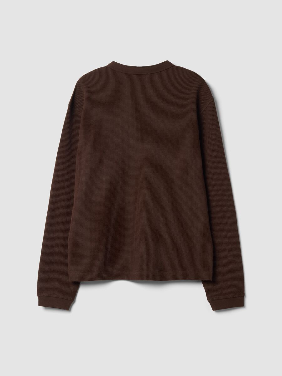 Maglia marrone chiaro girocollo in puro cotone over fit_2