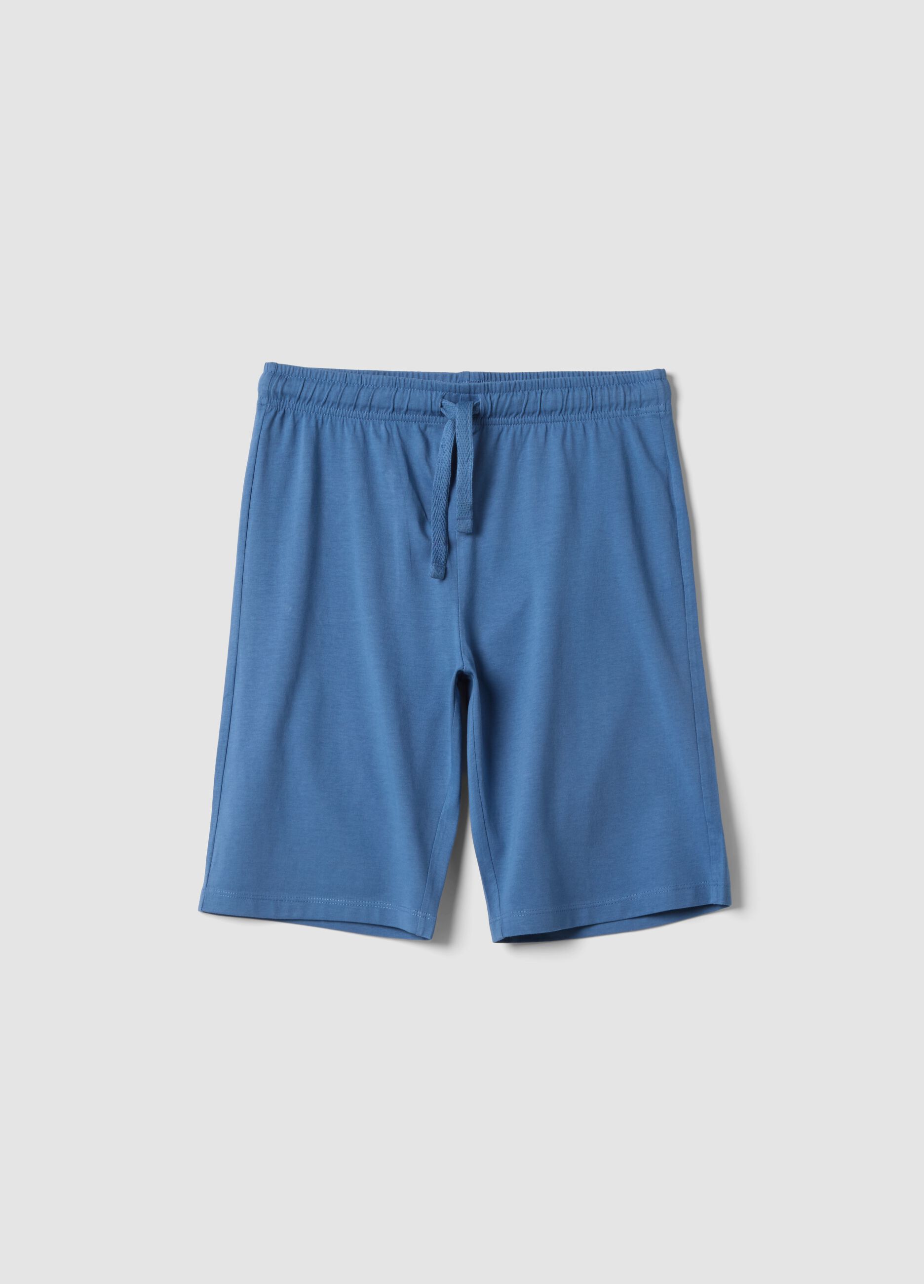 Boys&rsquo; light blue regular-fit shorts in pure organic cotton