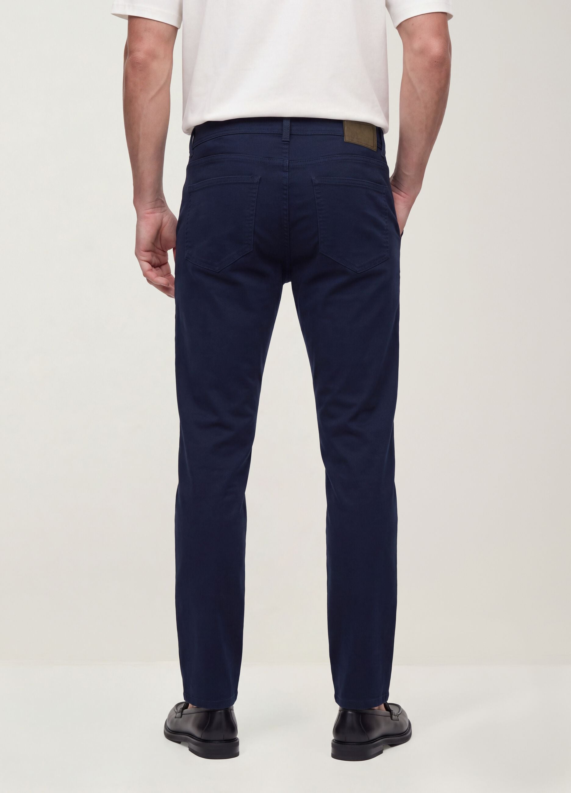 Green slim-fit stretch cotton dobby trousers