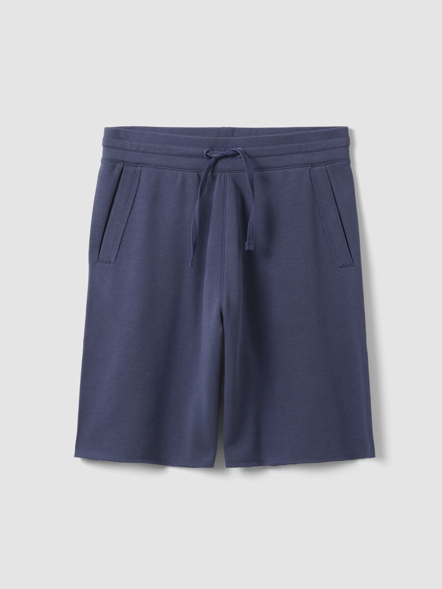 Blue relaxed-fit cotton-blend shorts_4