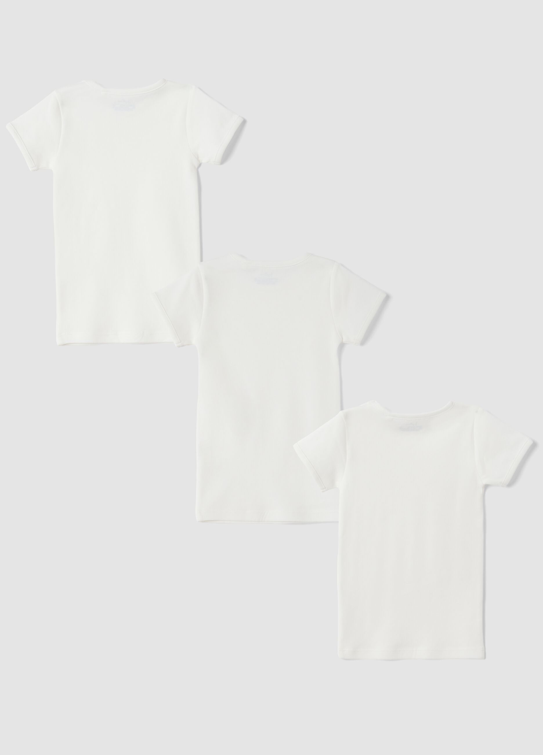 3-pack of white organic cotton baby vests with crew neck