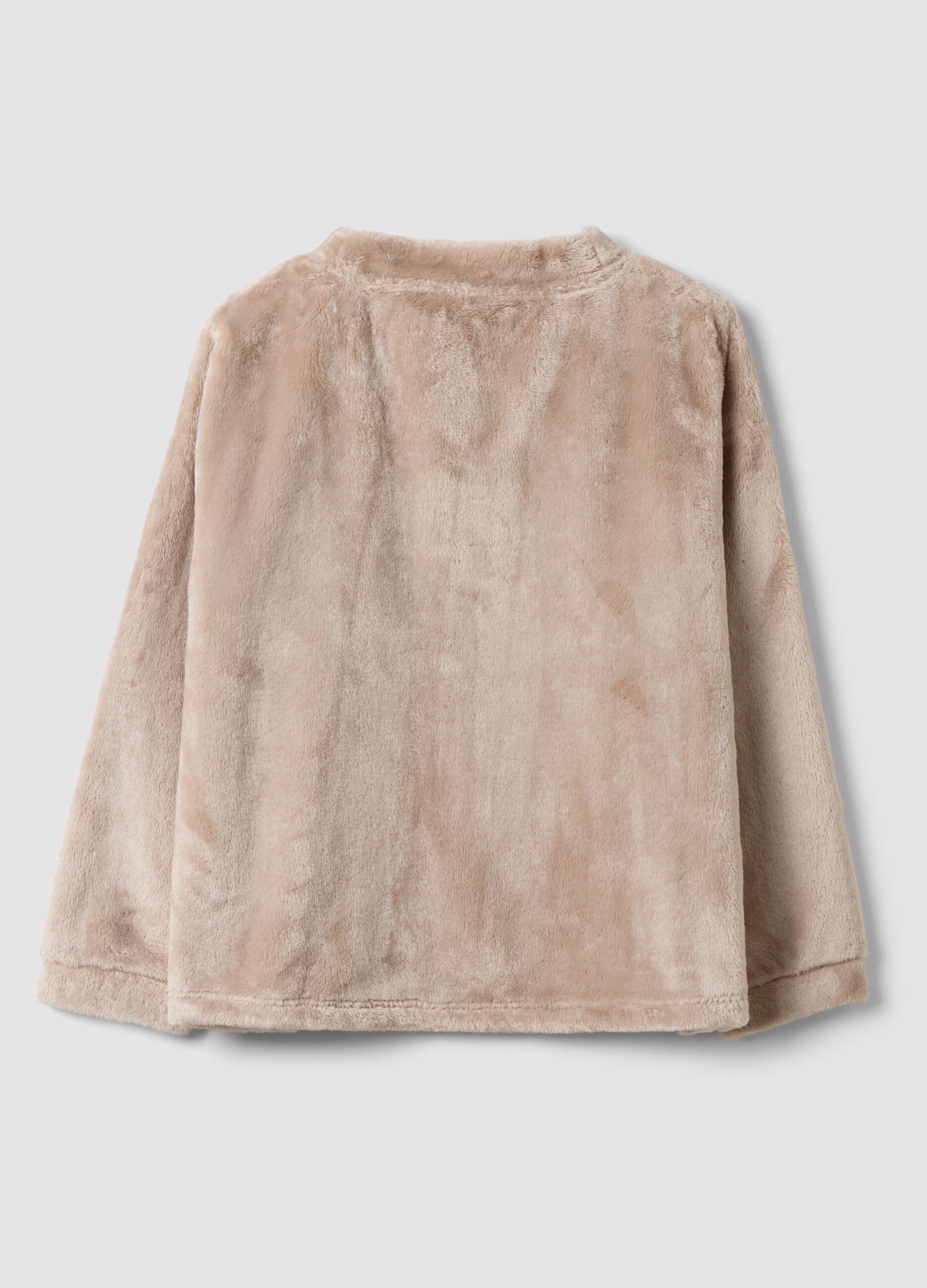 Taupe-grey embroidered regular-fit pyjama top