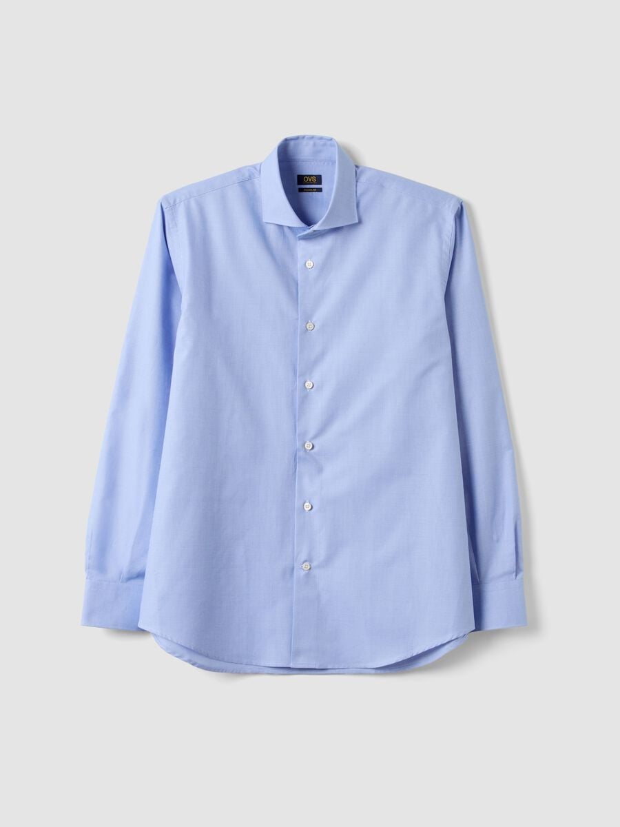 Light blue pure compact cotton shirt with French collar, regular fit_4