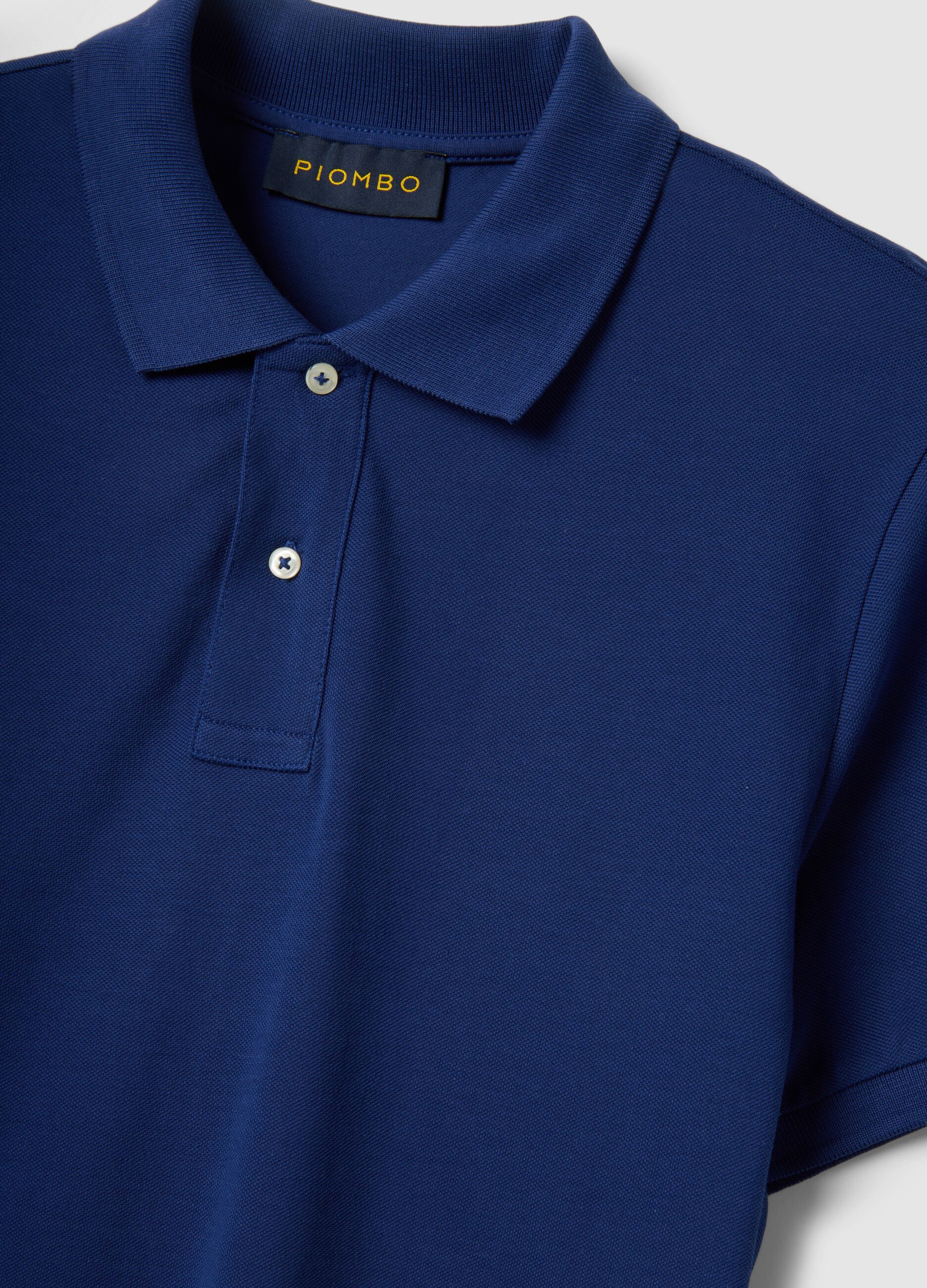 Short sleeve polo in pure blue cotton regular fit