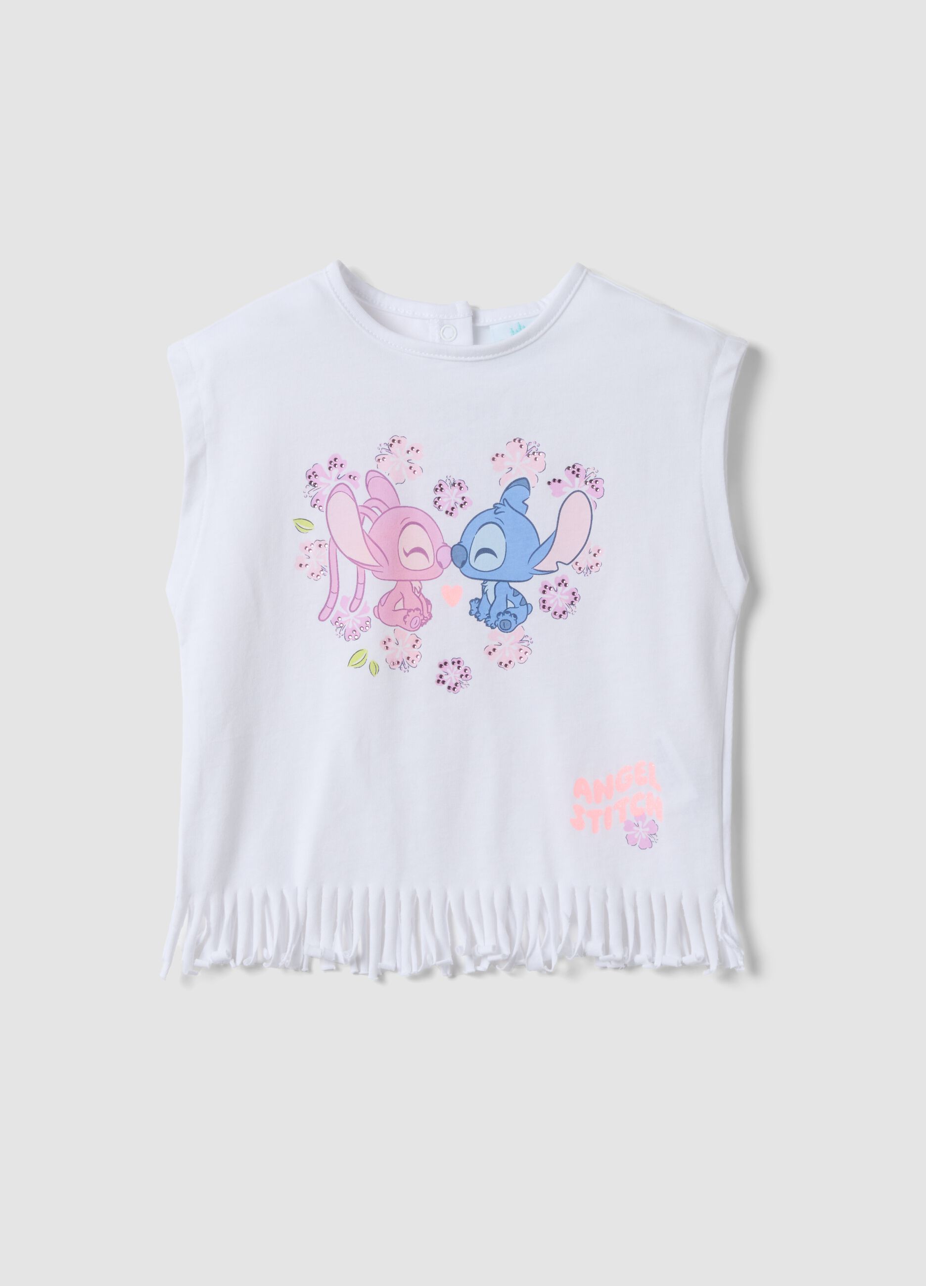 Bijela majica bez rukava od čistog pamuka s resama