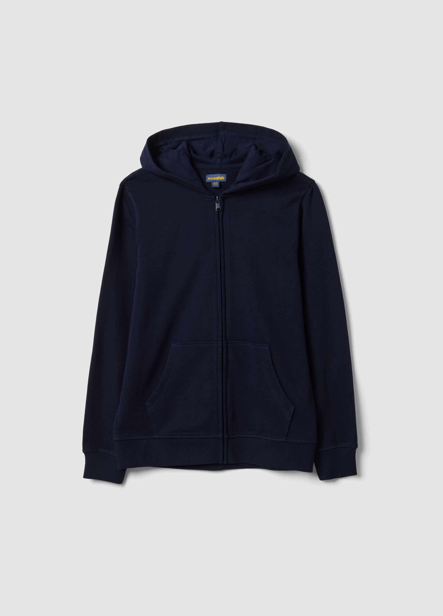 Sweatshirt azul com capuz em algod&atilde;o org&acirc;nico puro, corte regular para rapaz
