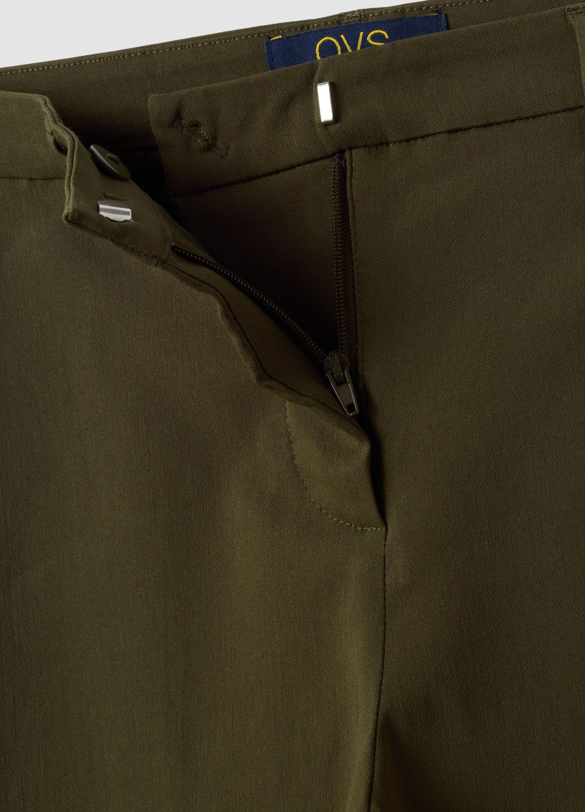 Green slim-fit stretch viscose chino trousers