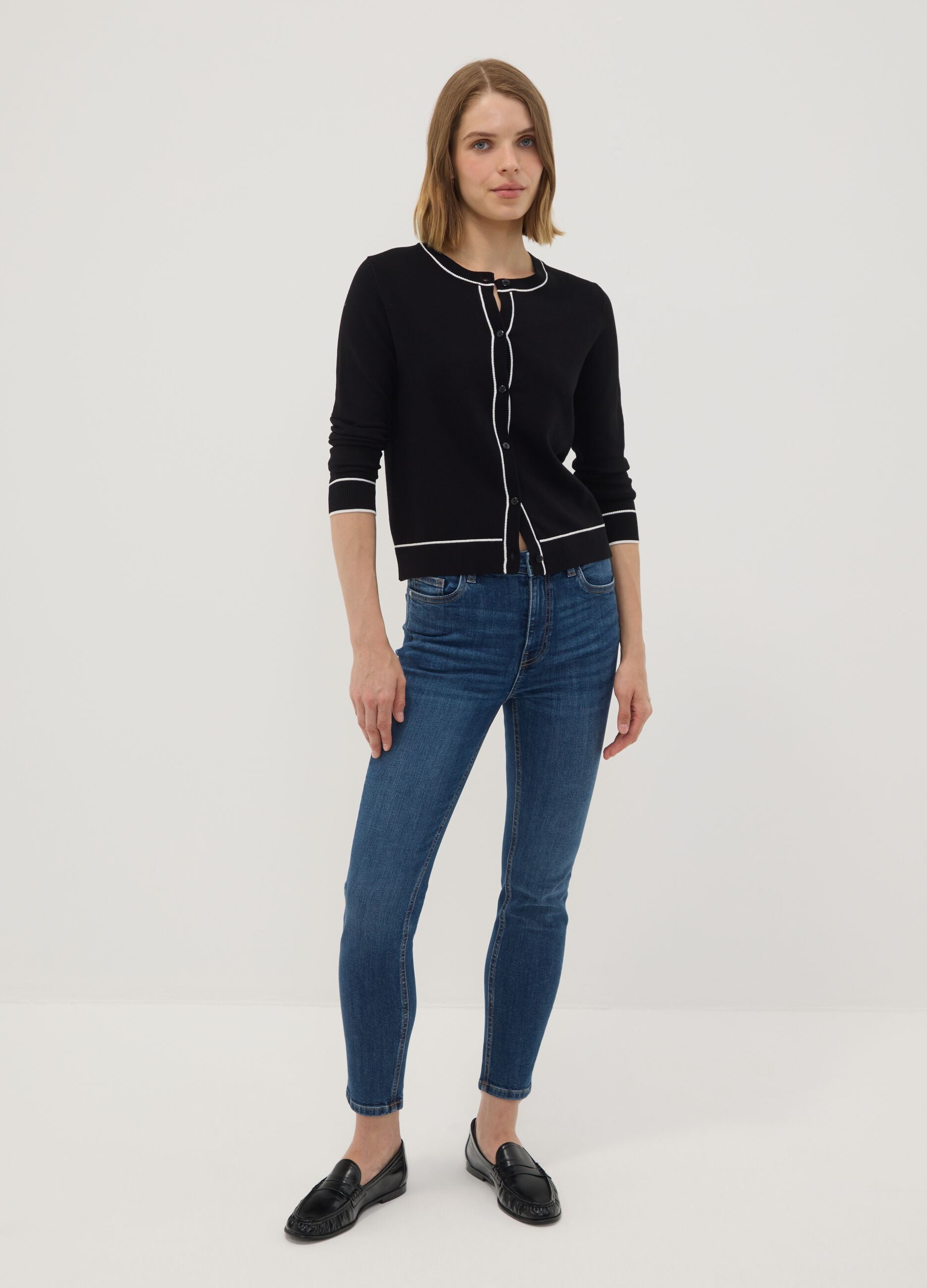 Blue denim skinny-fit jeans in stretch cotton