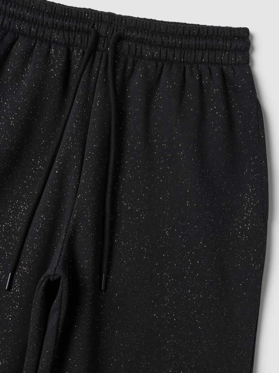 Crne wide leg hlače od mje&scaron;avine pamuka s lurex efektom_1