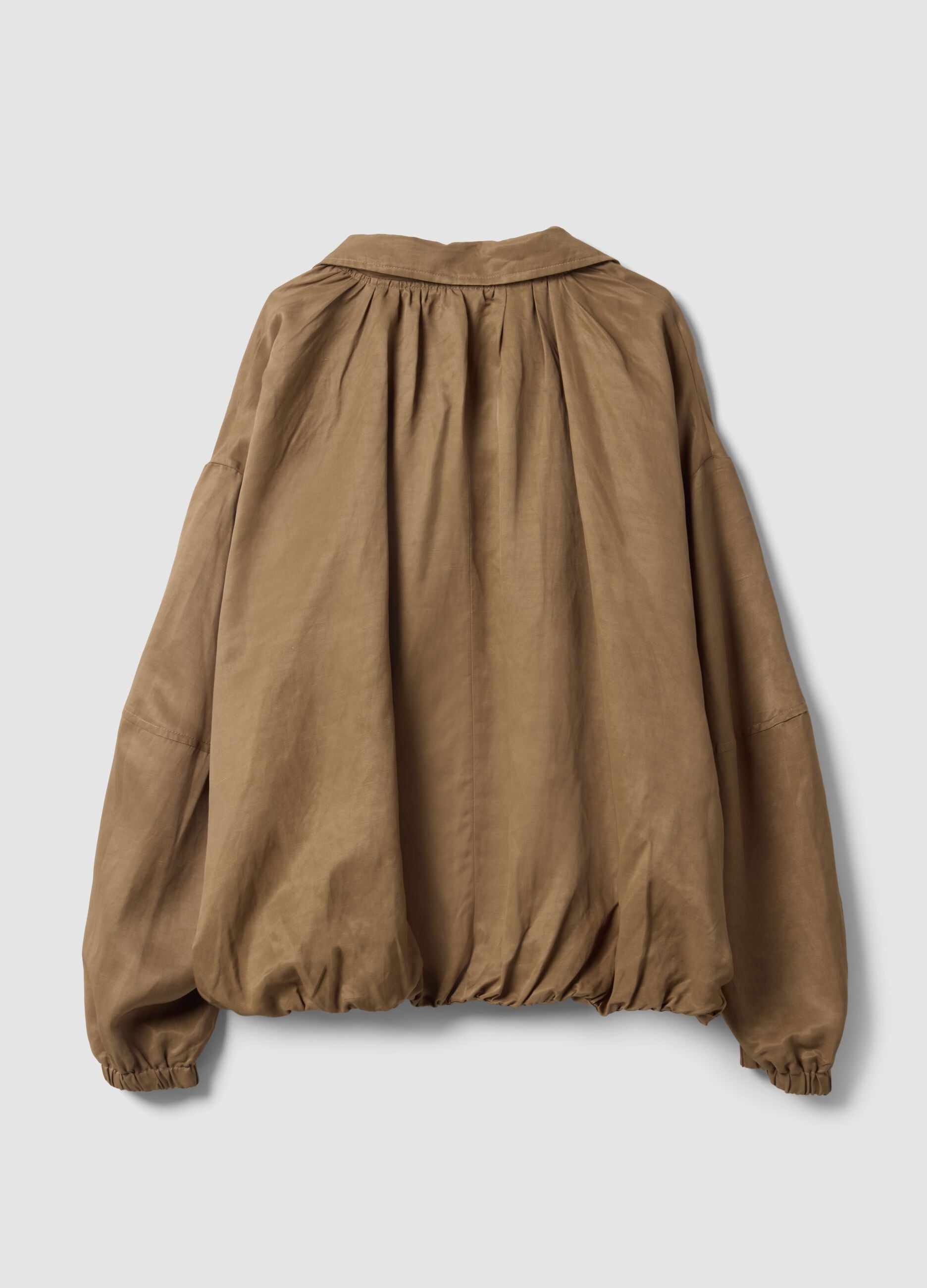 Brown regular-fit jacket in viscose and linen blend