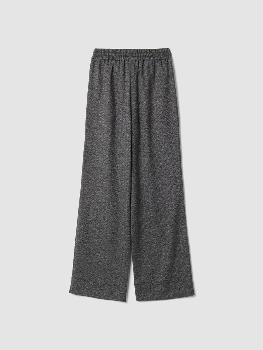 Grey stretch viscose-blend wide-leg joggers with pattern_6