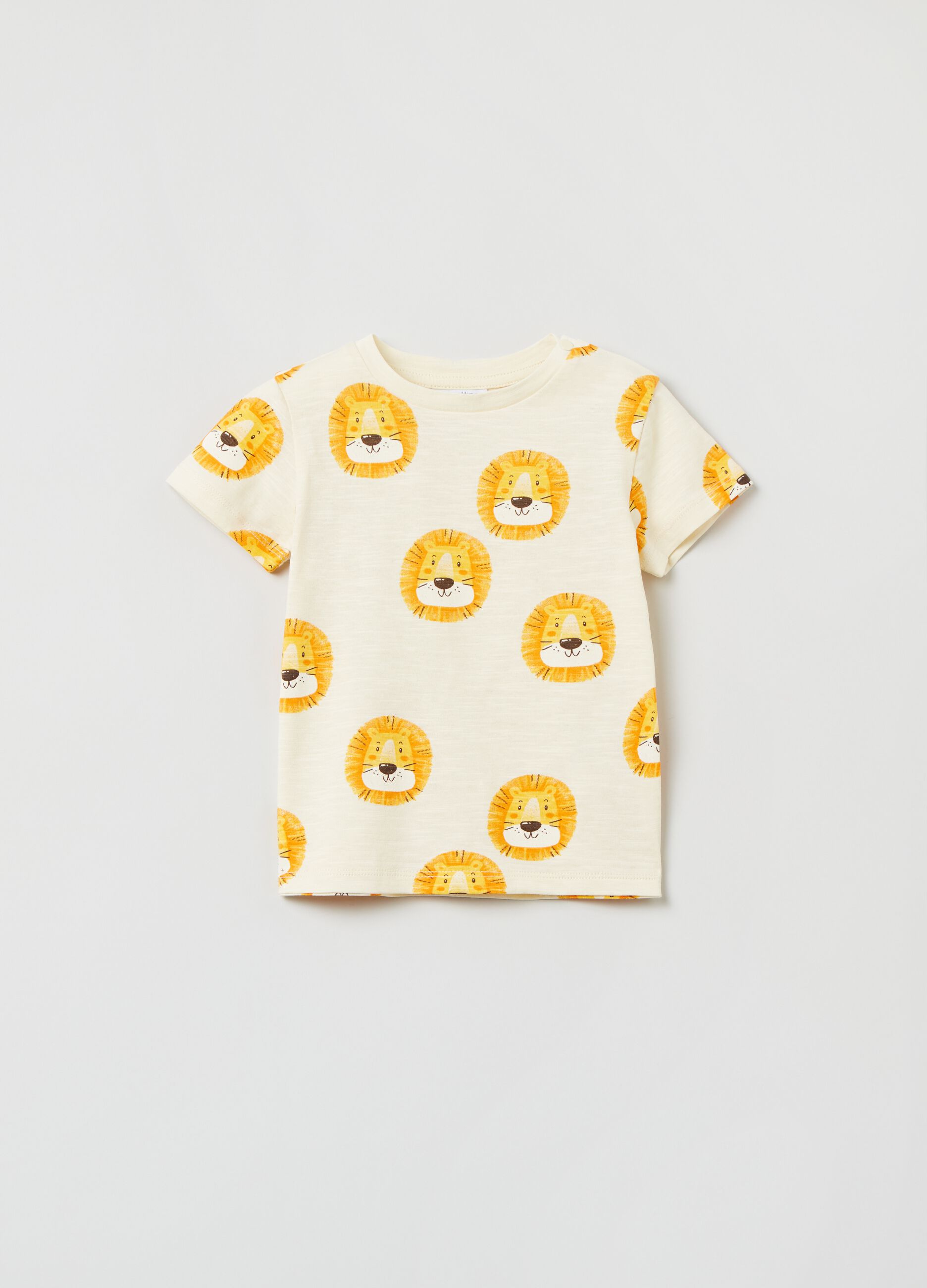 Cotton T-shirt with lions print