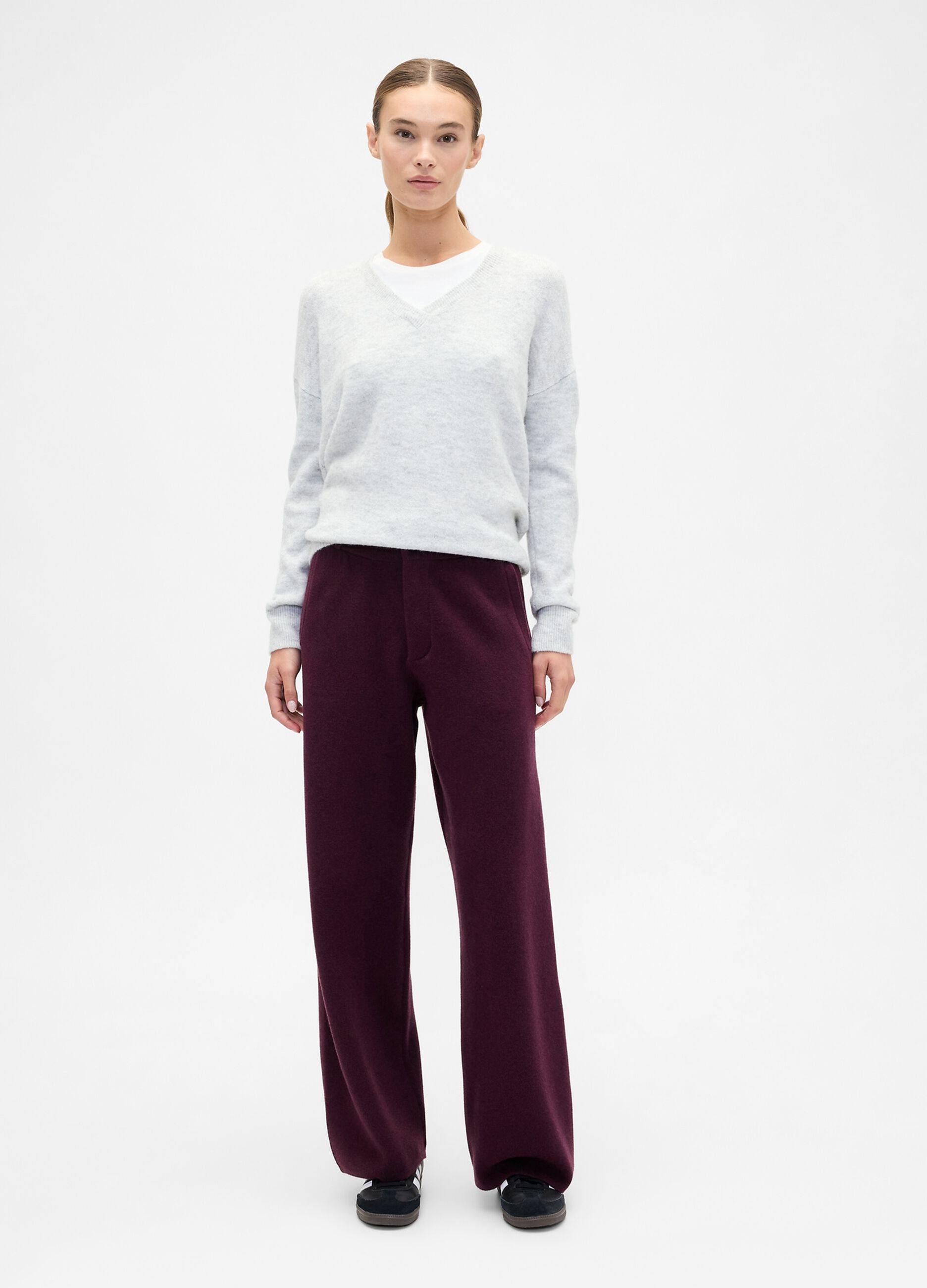Women's Purple Cotton Blend Trousers