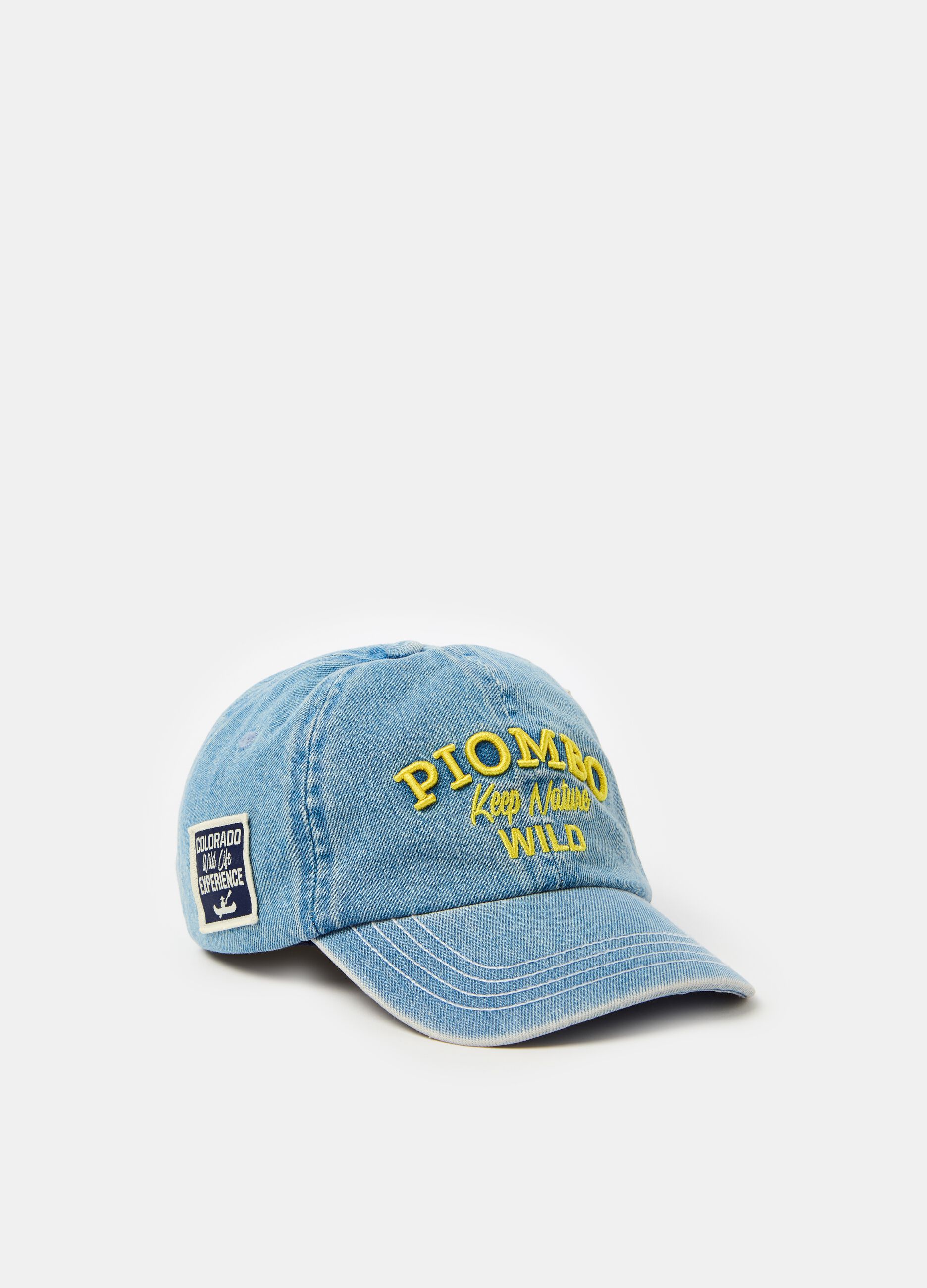 Denim baseball cap with patch