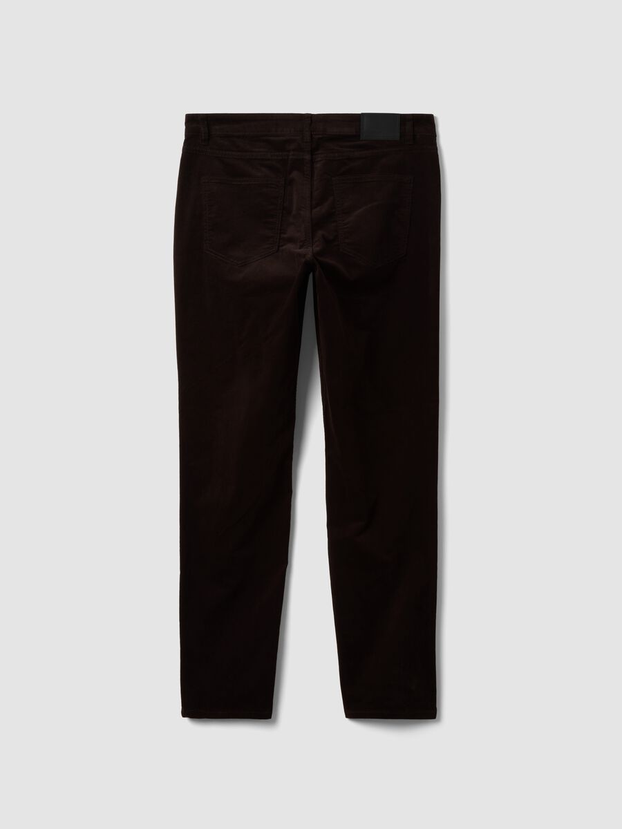 Pantaloni marroni cinque tasche in cotone elasticizzato_2