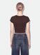 Brown pure cotton crew-neck T-shirt with slogan_2
