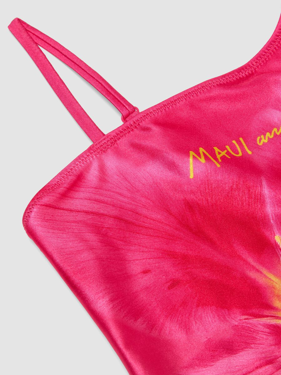 Girls&rsquo; pink floral one-piece swimsuit in stretch fabric_3