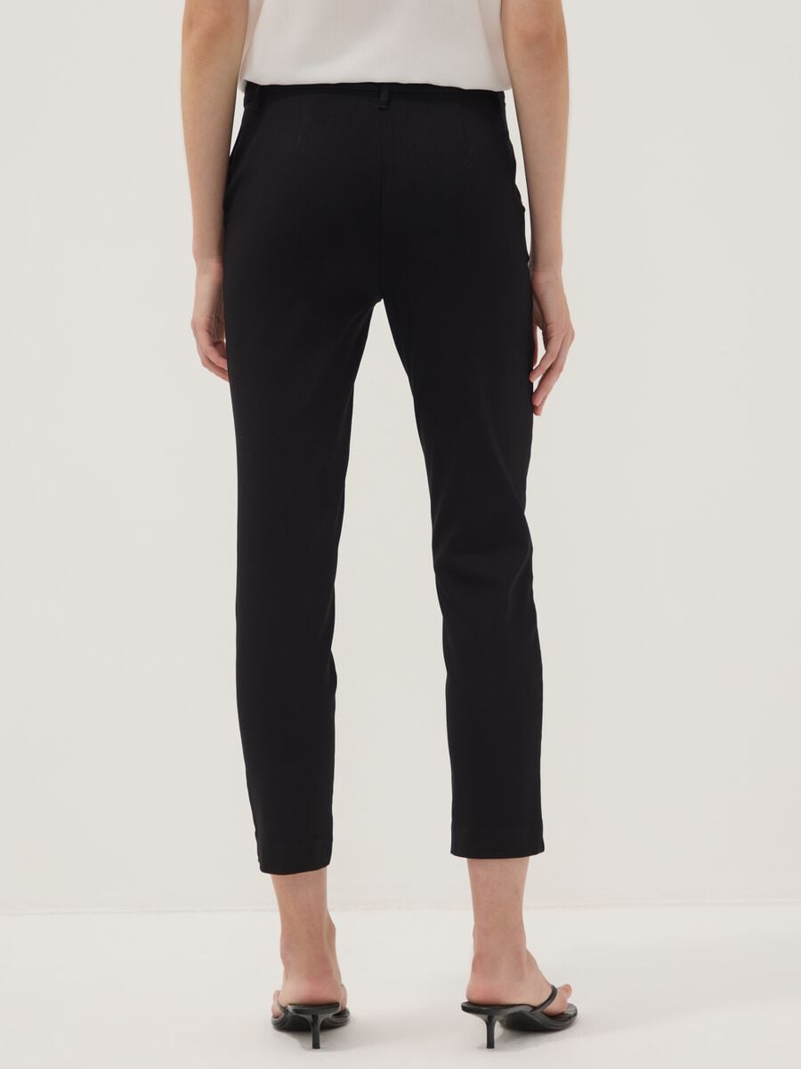 Black stretch viscose slim-fit chino trousers_2