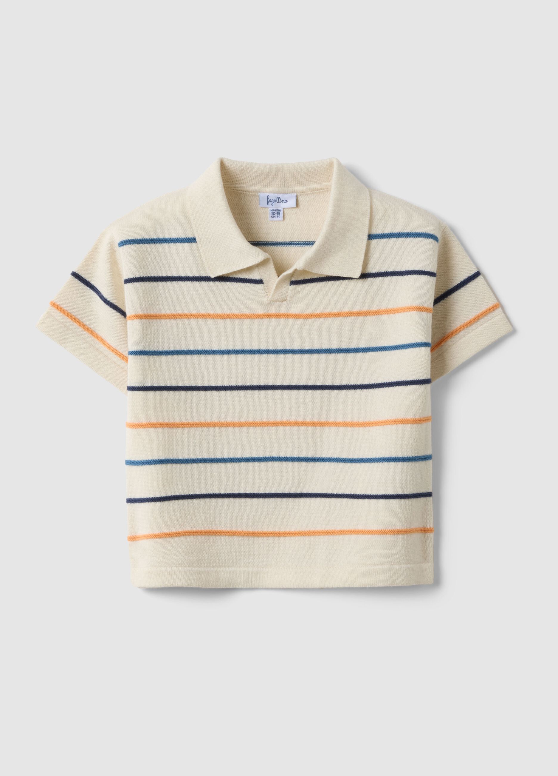 Children's regular fit multicolor striped pure cotton polo