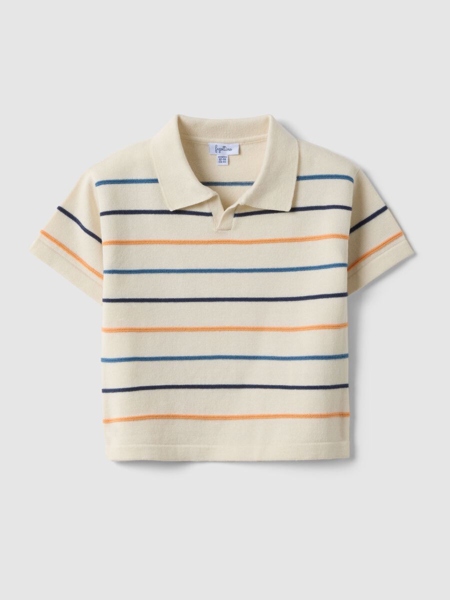 Children's regular fit multicolor striped pure cotton polo_0