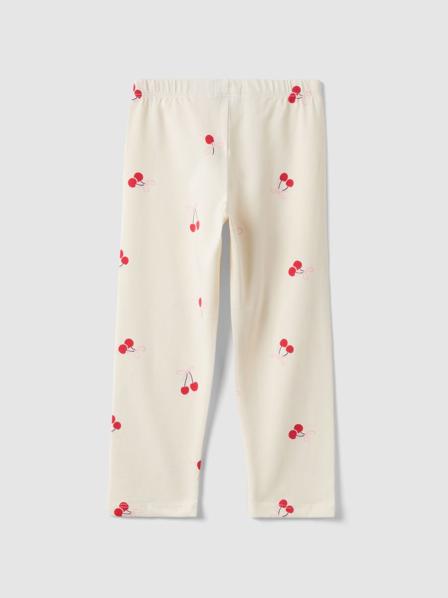 White stretchy cotton slim fit leggings for girls with designs_1