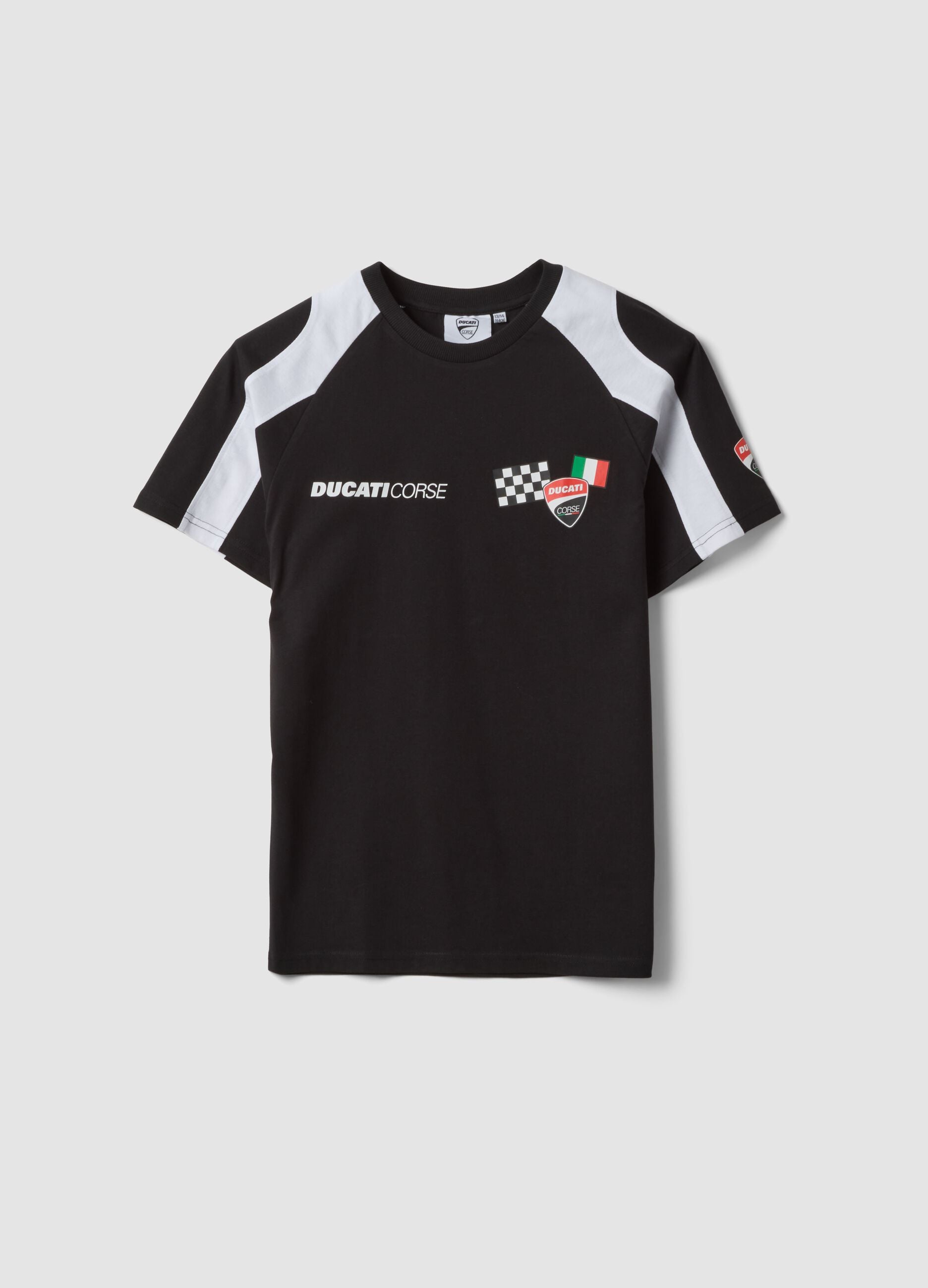 T-shirt nera in misto cotone a maniche corte per ragazzo relaxed fit