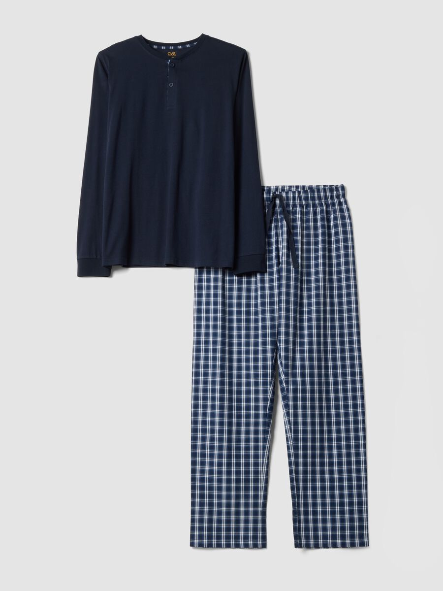 Navy organic cotton pyjamas with grandad collar, regular fit_4
