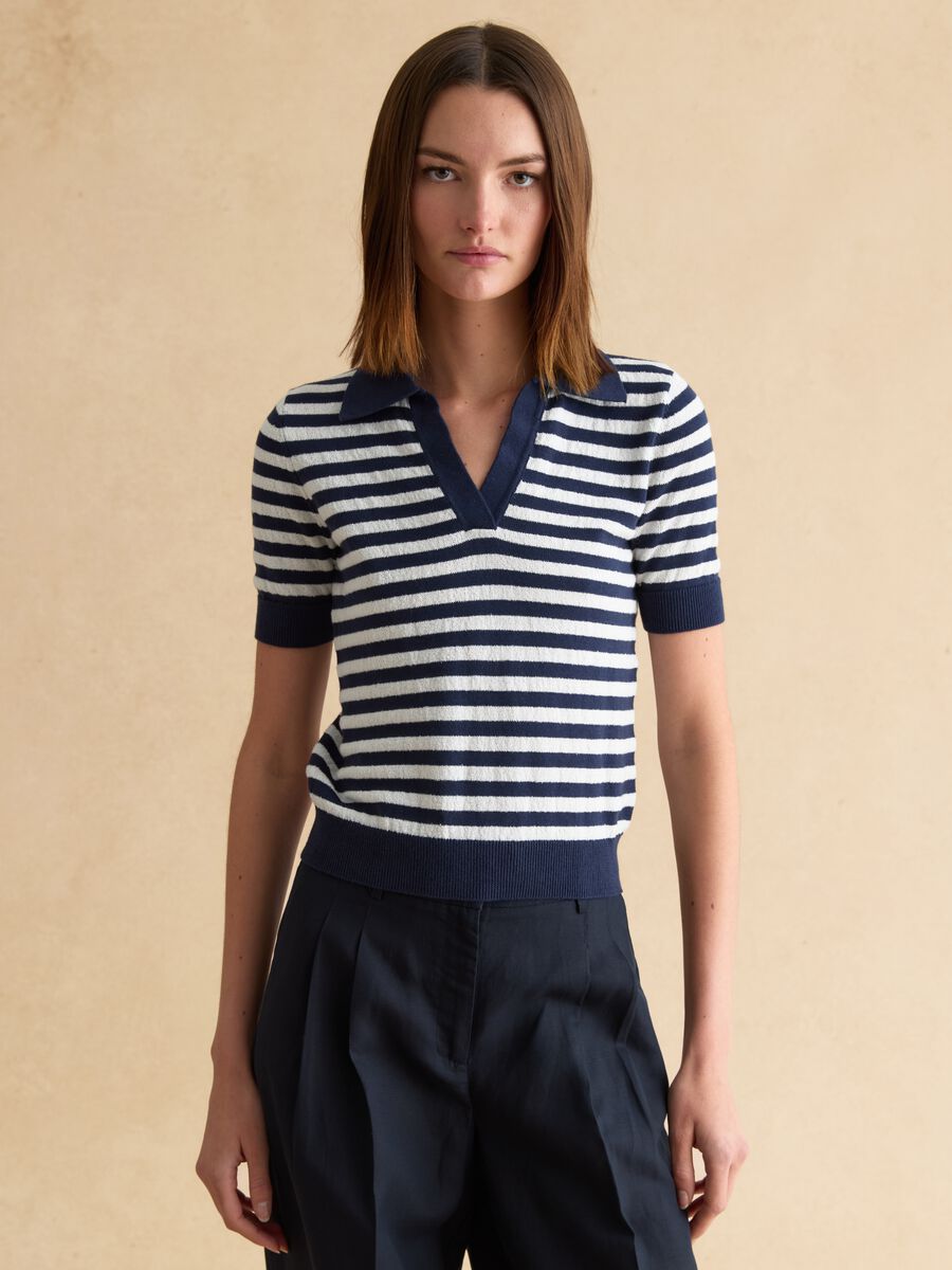 Regular fit multicolour striped cotton blend jumper_2