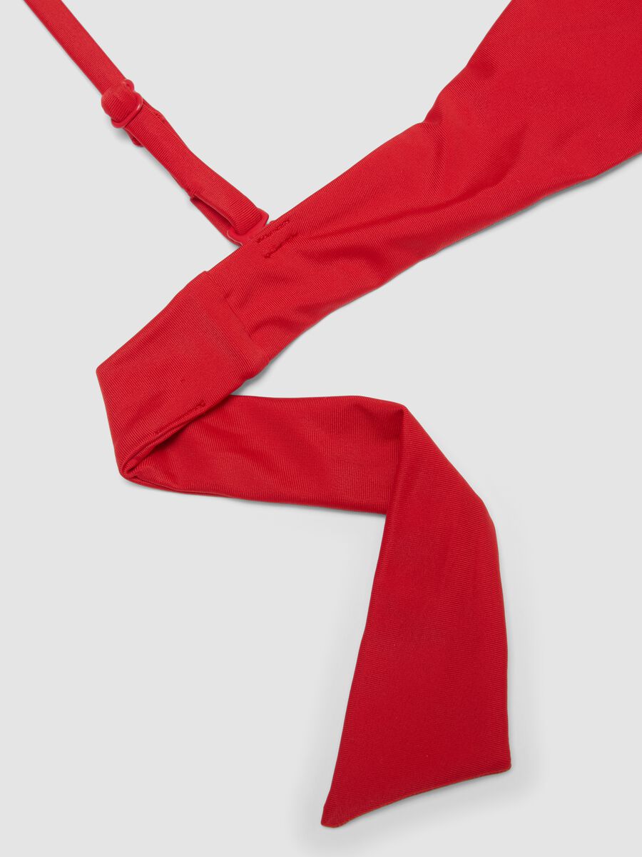 Red bandeau bikini top in stretch fabric_5