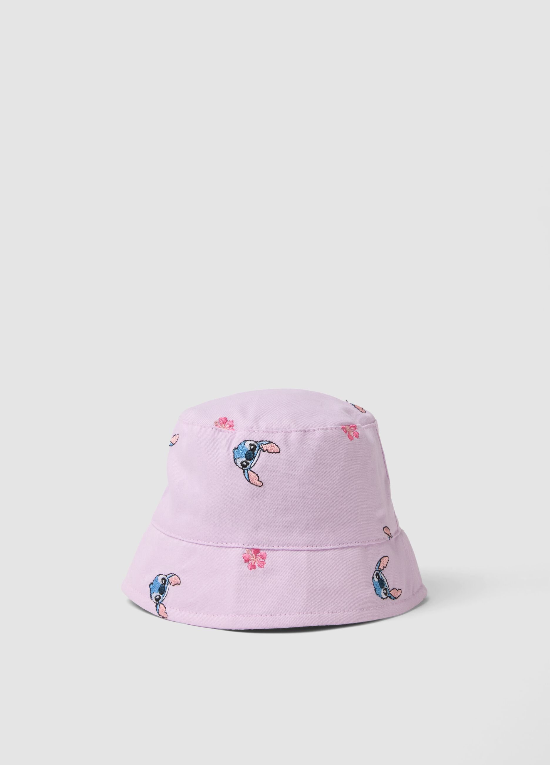 Cappello in puro cotone viola da bimba con Stitch