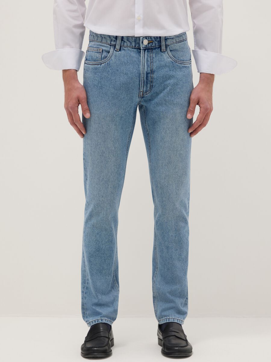 Slim fit blue denim jeans_1