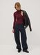 Red ribbed viscose-blend top with high neck_1
