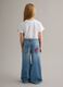 Girls' wide leg pure cotton blue jeans_1