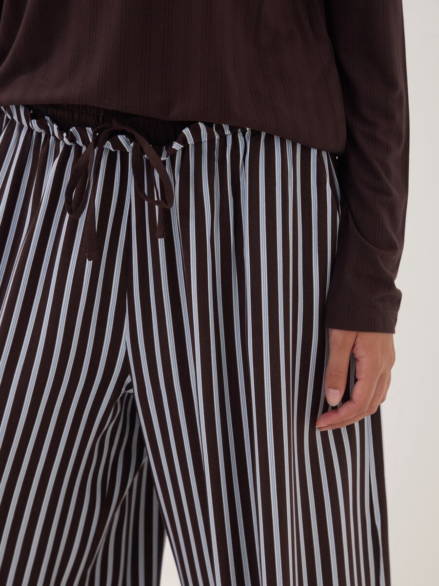 Brown ribbed stretch viscose pyjama top_2
