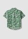 Camisa verde em algod&atilde;o puro com estampado tropical_4