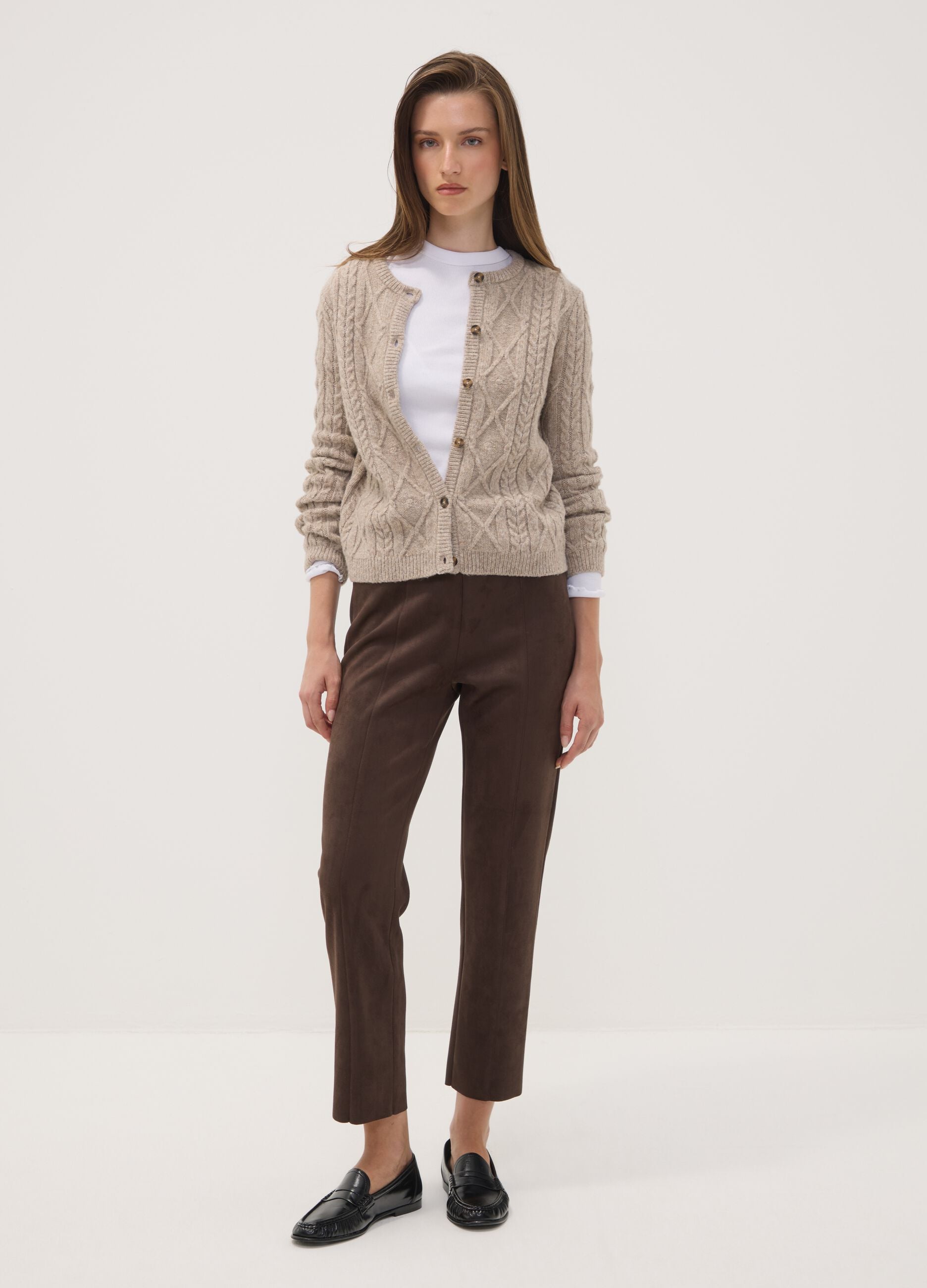 Leggings marroni in tessuto elasticizzato slim fit