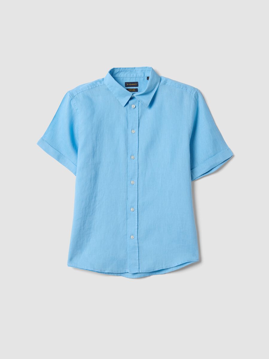 Light blue pure linen oversized shirt for boys_0