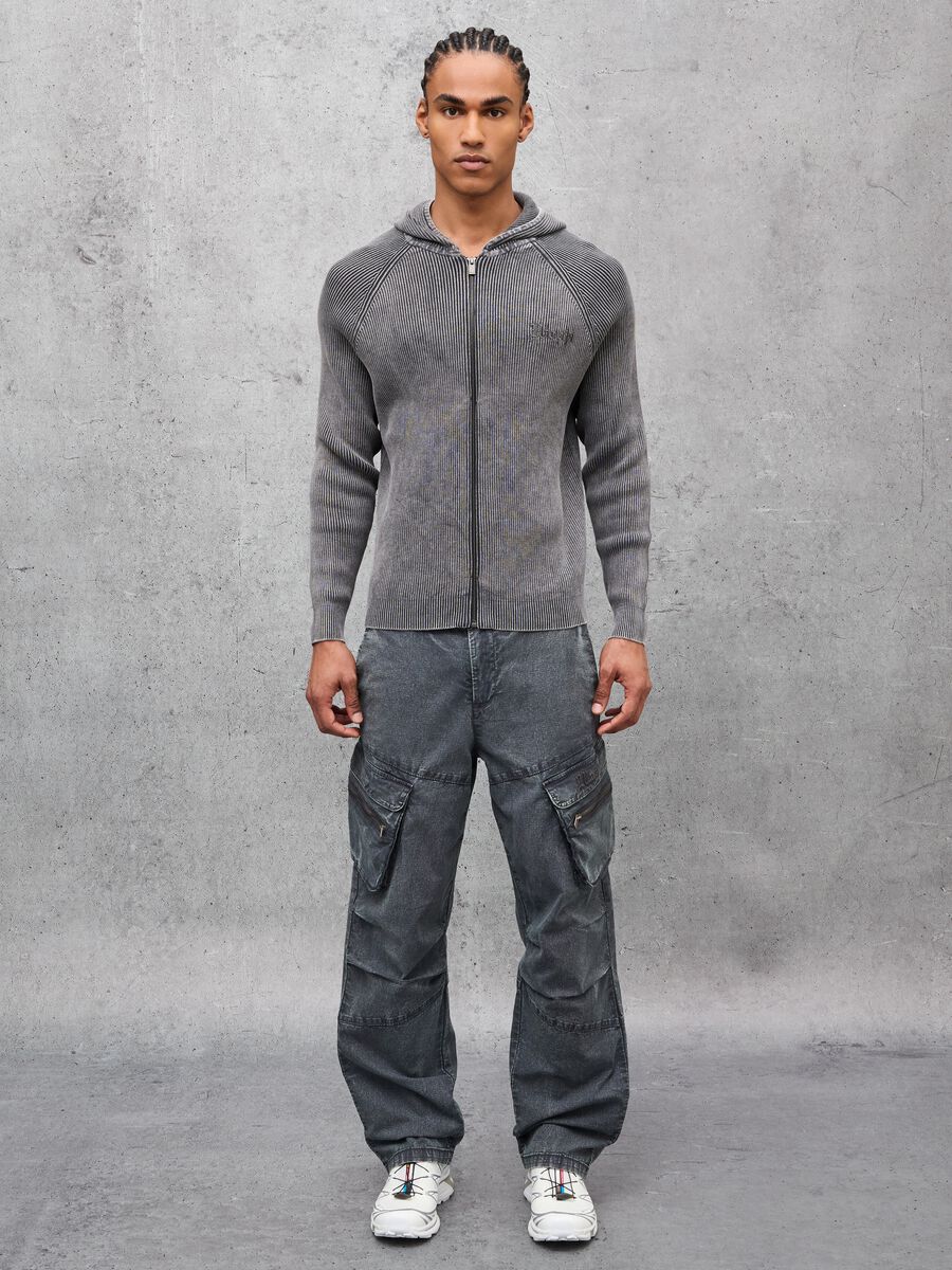 Knit Ribbed Hoodie Washed Grey_3